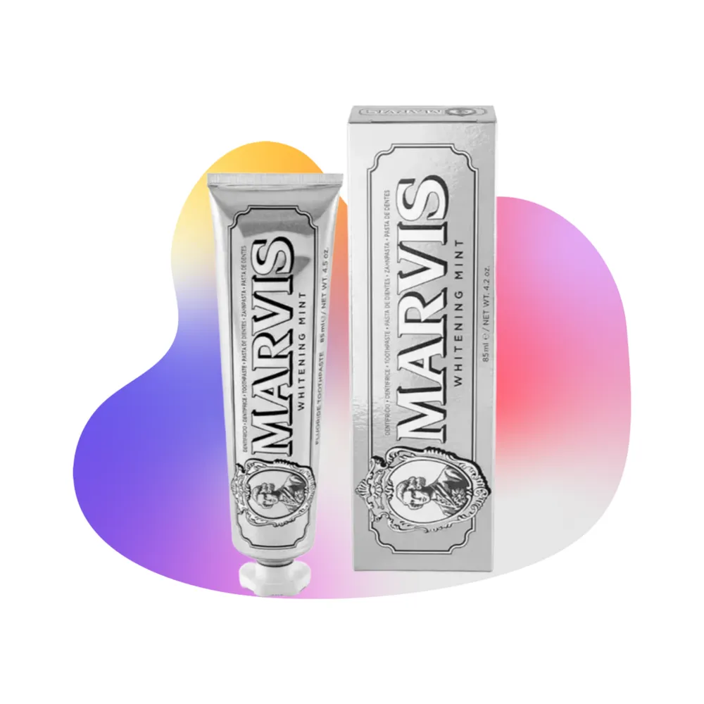 خمیر دندان سفید کننده مارویس نعنایی | سفید کننده ملایم و مراقبت روزانه دندان‌ها | طعم نعناع خنک | Marvis Whitening Mint Toothpaste