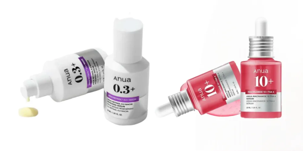 سرم نیاسینامید ۱۰٪ + ترانگزامیک اسید آنوا vs سرم رتینول ۰.۳٪ + نیاسینامید آنوا