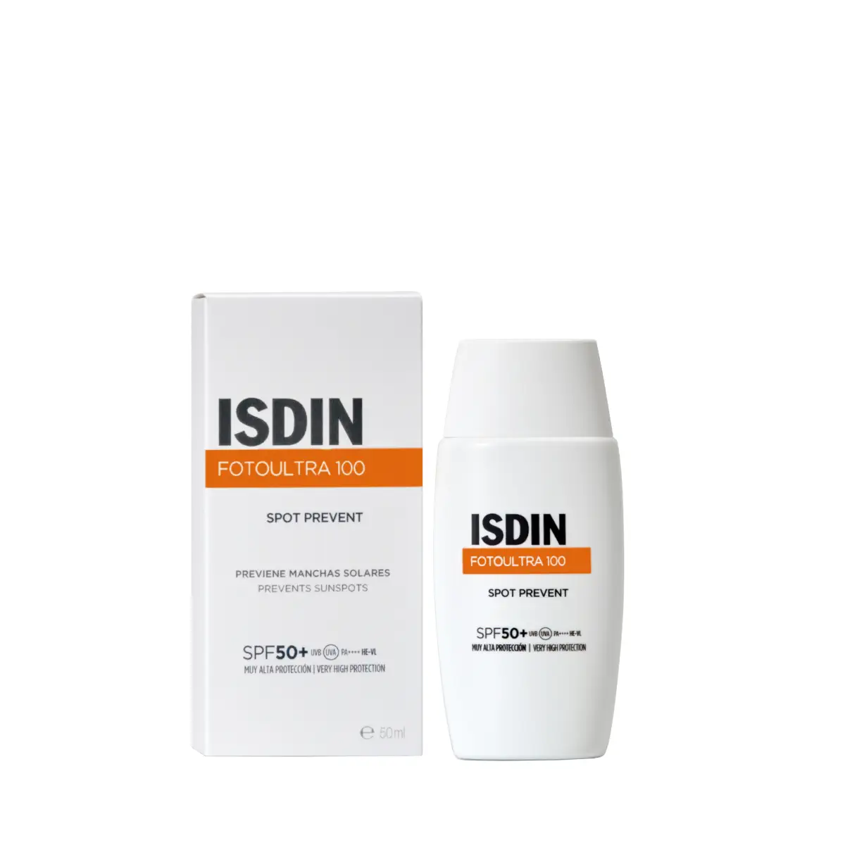 ضد آفتاب ایزدین مدل اسپات پرونت بی‌رنگ - ISDIN FotoUltra 100 Spot Prevent Fusion Fluid SPF50+ 50ml