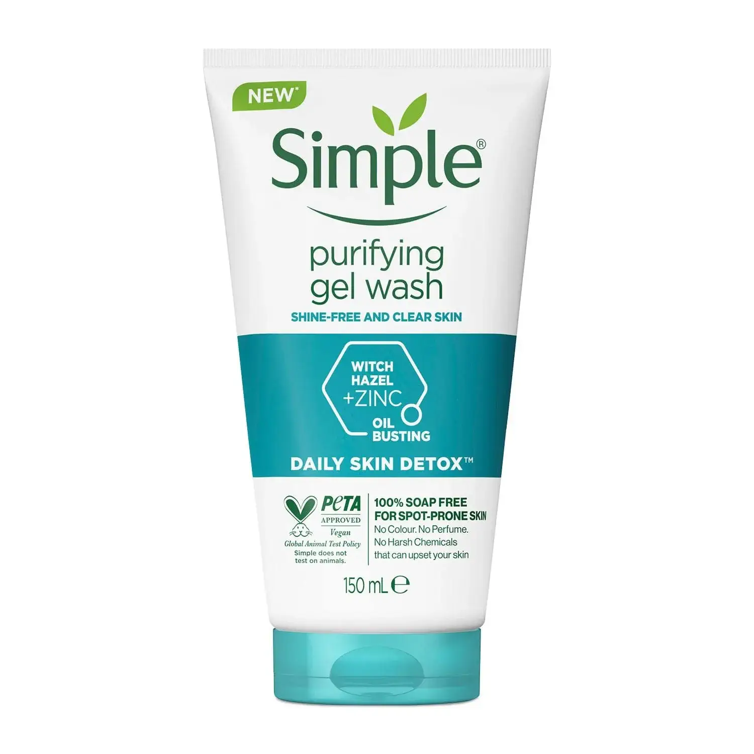 ژل شستشوی صورت سیمپل مدل پیوریفایینگ پوست چرب و مختلط حجم 150 میل - Simple Daily Skin Detox Purifying Facial Wash 150ml